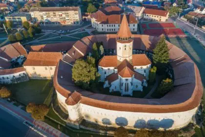 Aerial view of Prejmer fortified Church. Brasov, Romania