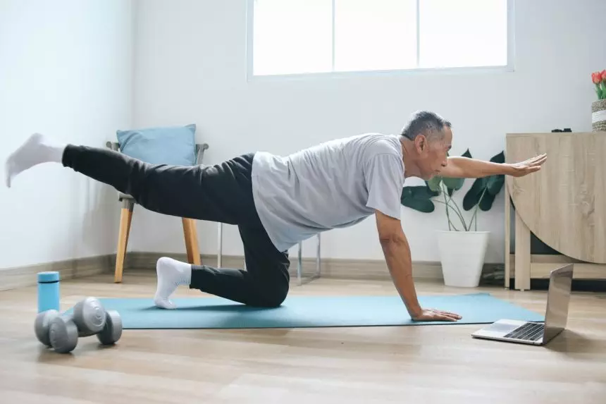 Senior Man Doing Yoga at Home