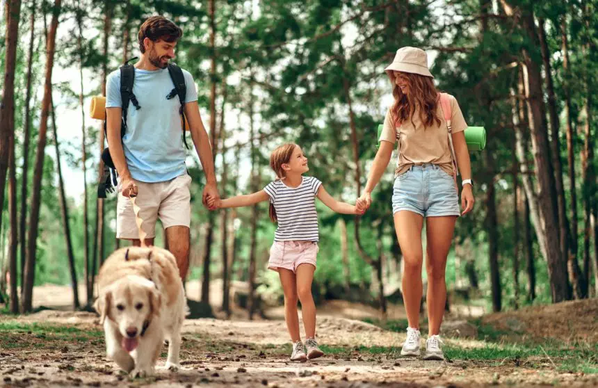 Family on vacation in the forest