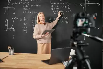 Teacher explaining topic on camera