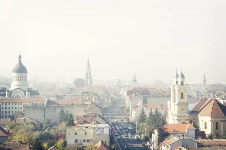Cluj-Napoca skyline on a sunny day. Romania