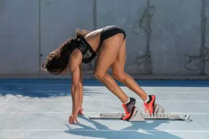 athlete in starting position